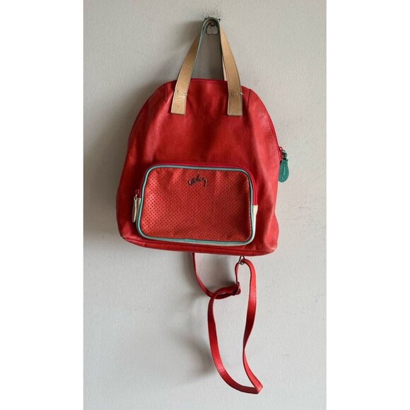 Velez 100% Leather Mini Backpack Multicolor Red Bag Size Small - Picture 1 of 12